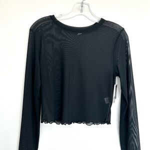 Nordstrom Black Sheer Long Sleeve Top